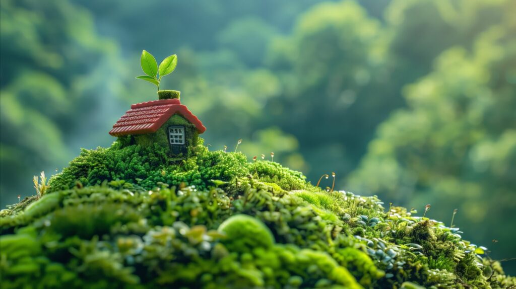 10 Sustainability Tips: Simple Daily Changes for a Greener Future 2 vecteezy ai generated small eco friendly house on lush green moss 41882809