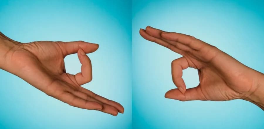 Jnana Mudra hand gesture with index finger and thumb joined