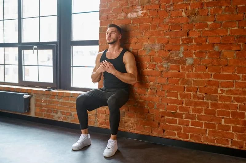 Wall Sit Exercise — strength training leg workout
