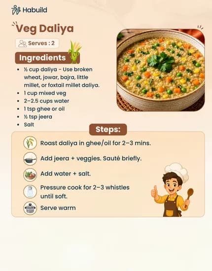 Ingredients for veg daliya recipe
