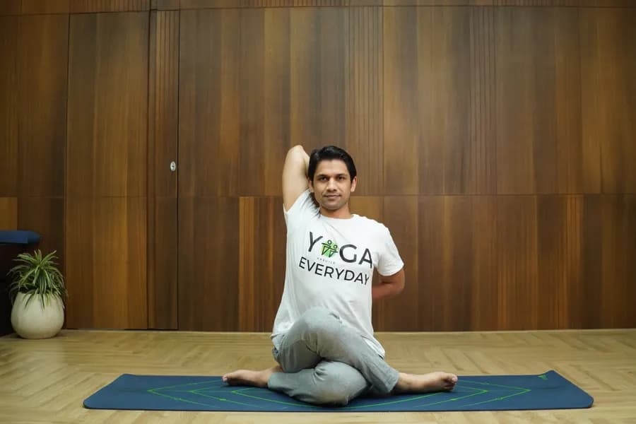 Gomukhasana (Cow Face Pose) yoga practice
