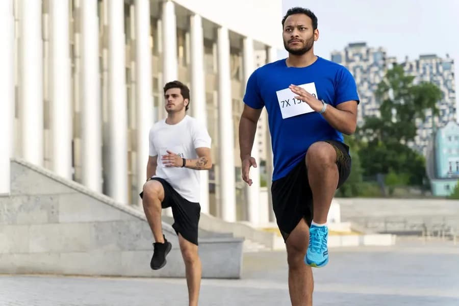 Man running outdoors to build running endurance and stamina