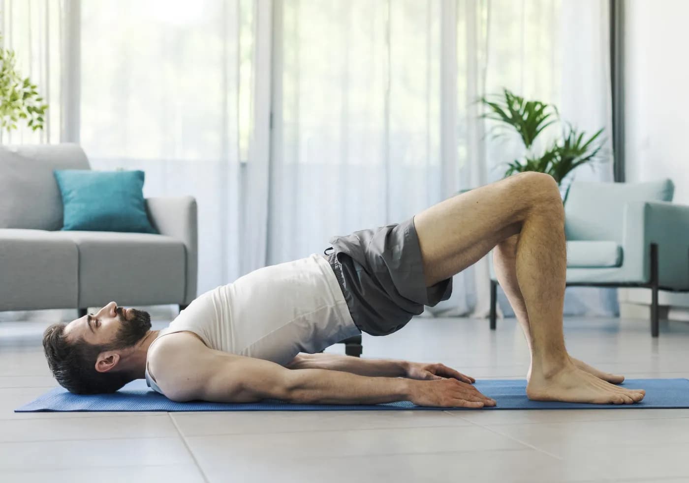 Man exercising core strength for kegel exercises for men