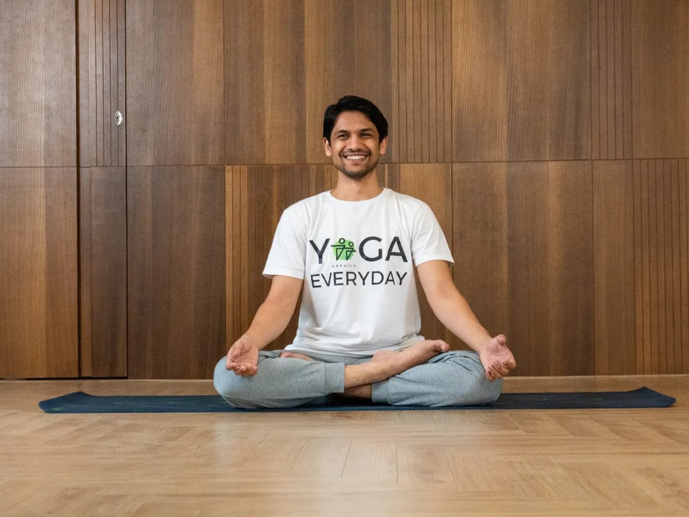 Yoga practitioner seated in a calm pose during a pranayama breathing practice