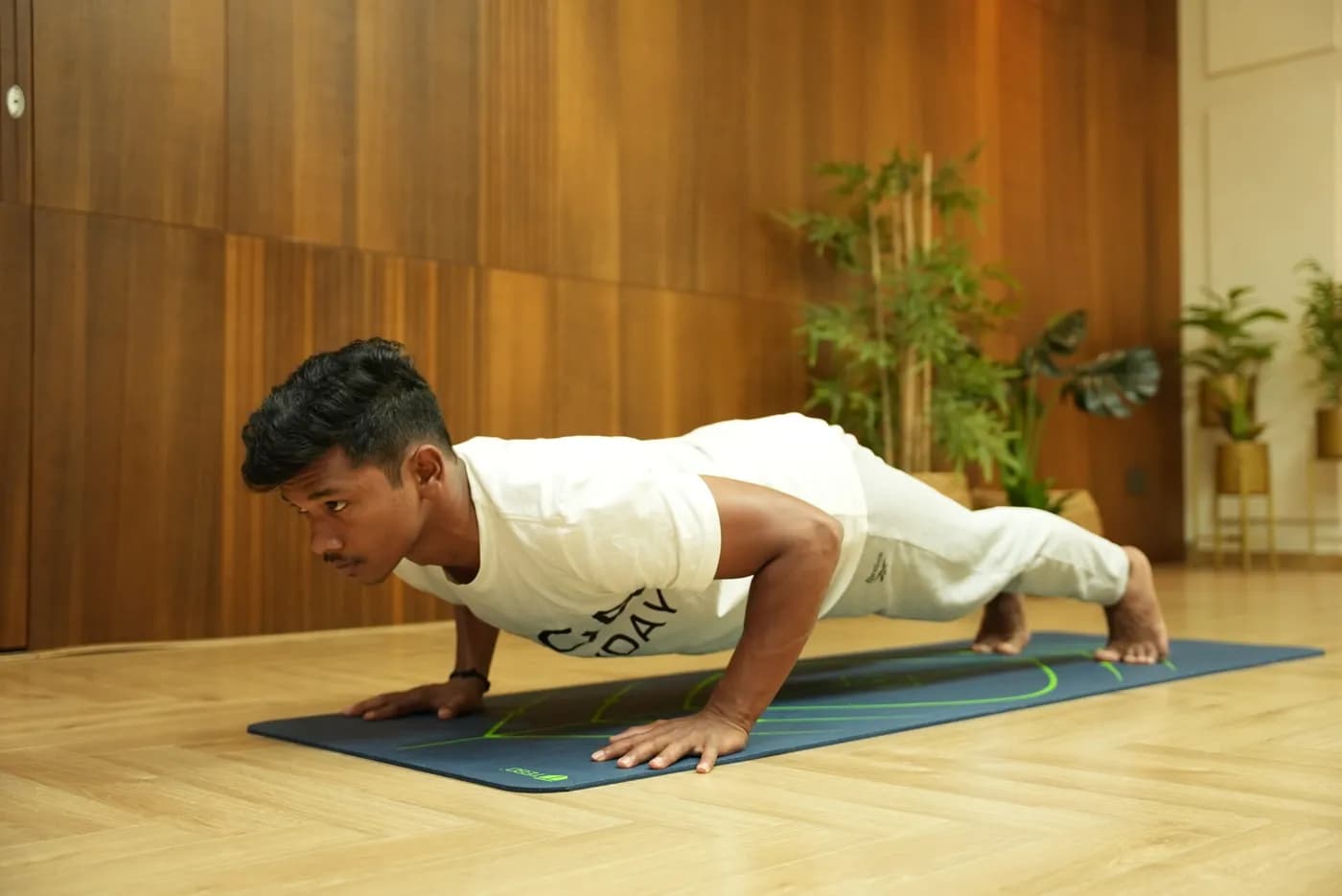Man performing a push-up for strength and fitness