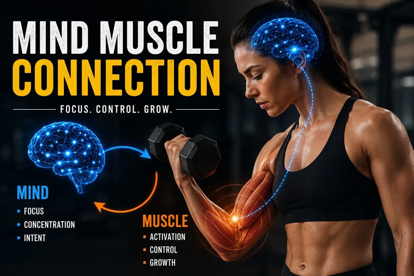 Person focused on the mind-muscle connection during a strength training session